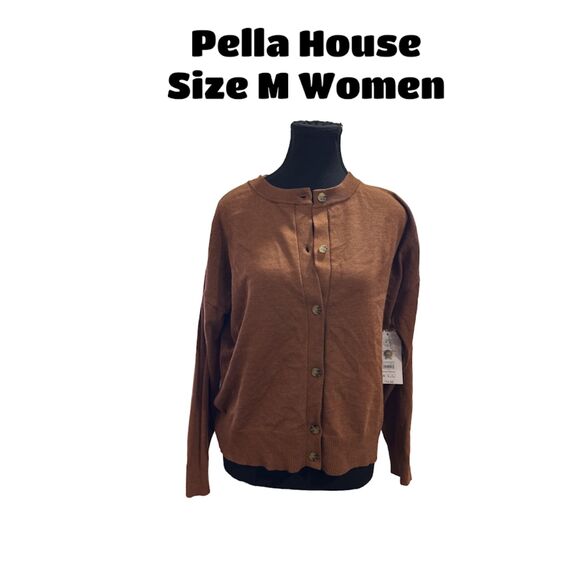 Time and Tru Women's Button Front Cardigan Sweater Cinnamon Spice Size M - Picture 1 of 5